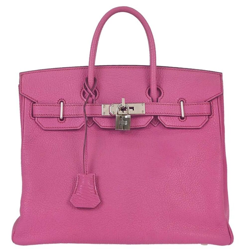 Hermes Hac Birkin Pink Chevre De Coromandel With Palladium Hardware Pink Leather